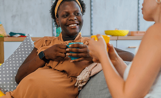 Actor portrayal of pregnant women talking