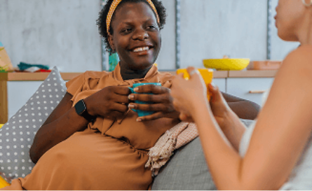 Actor portrayal of pregnant women talking