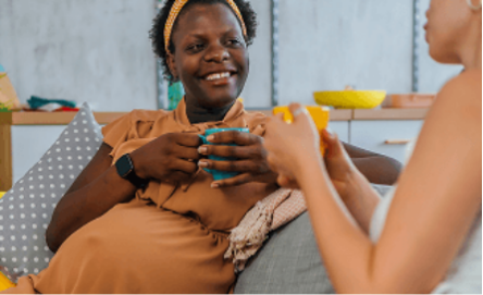 Actor portrayal of pregnant women talking